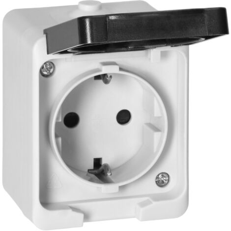 Presa singola da parete 2P+Z Schuko AQUATIC MINI IP54 bianca e nera