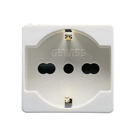 Presa Standard Bipasso Shuko 250V 2P+T 16A 2 Moduli System White