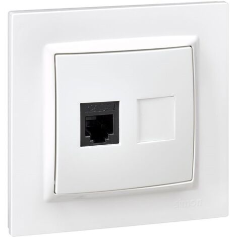 Presa telefonica colore bianco con cornice Serie 10 in plastica 8,4x8x4cm SIMON