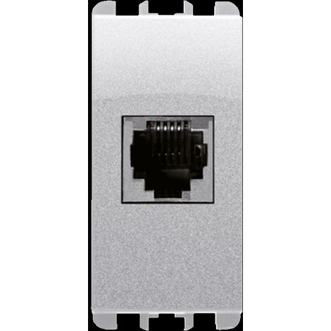 Presa telefonica rj11 6/4 1 modulo, alluminio urmet 10411al