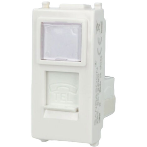 Presa Telefonica RJ11 Bianco Con Coperchio Compatibile Vimar Plana SD79580