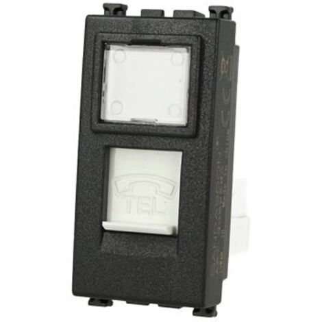 Presa Telefonica RJ11 Nero Con Coperchio Compatibile Vimar Arke