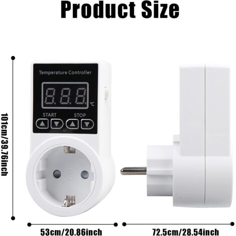 Presa termostato da 2 pezzi - Regolatore di temperatura digitale da 230 V con sensore, presa termostato con sonda impermeabile, presa di alimentazione del regolatore di temperatura per acquario