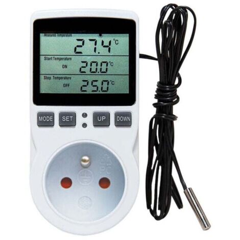 Presa termostato, regolatore di temperatura, timer digitale programmabile con sonda, presa termostato per riscaldamento serra, acquario