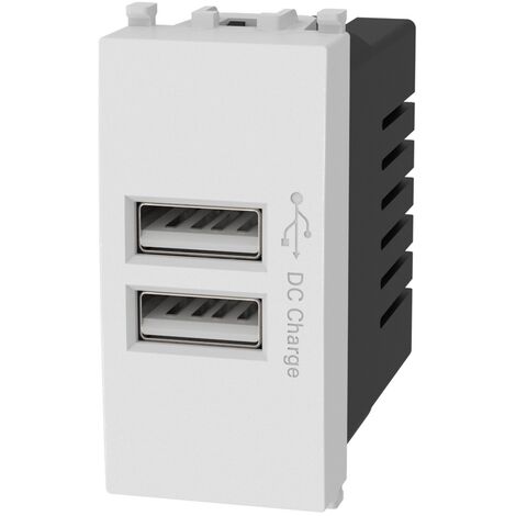Presa USB a 2 posti bianca compatibile anche con Vimar Plana