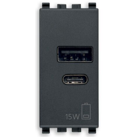 Presa usb-a+c vimar eikon 1 modulo 15w grigio - 20292.ac.15