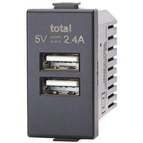 PRESA USB ABM - NERO 2 PRESE USB VOLT 5 A 2.4 - 8 pezzi