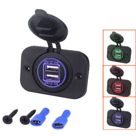 Presa USB doppia da incasso 12/24 Volt 2,1 A 5 Volt per roulotte, case mobili, auto, barche, camion