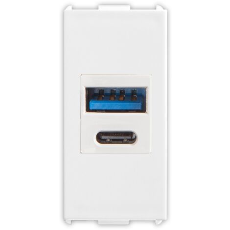 Presa USB Tipo A+C 240Vac fino a 20W Bianco Pixia Master 11212AC