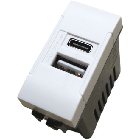 Presa USB + Tipo 'C' - Compatibile bTicino Living Light - 1 Modulo - TOT