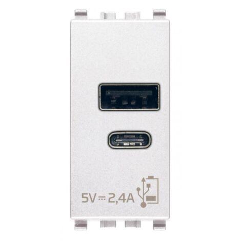 Presa Vimar eikon usb A+C 5V 15W 1M bianco Alimentatore  20292.AC.15.B