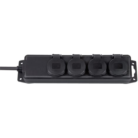 Prese multipla di distribuzione corrente 4 prese nero 2m H07RN-F 3G1,5
