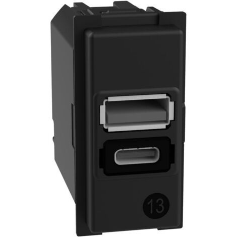 Prese usb-a + usb-c bticino living now 15w 1 modulo nero - k4191ac