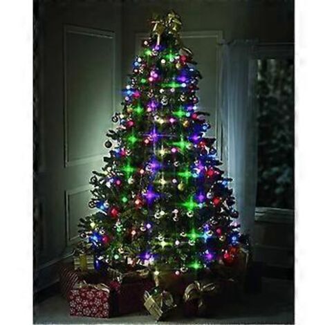 Présence lumineuse : Sapin de Noël artificiel lumineux de 1,8 m avec télécommande multifonction, 64 ampoules pré-allumées pour une décoration festive éclatante.