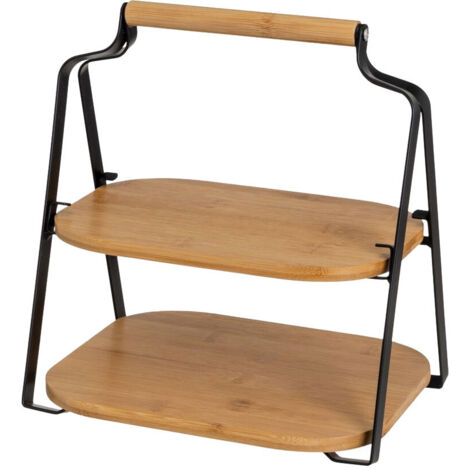 Présentoir 2 plateaux bois et métal