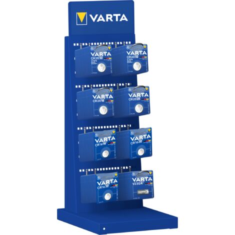 PRESENTOIR 8 BROCHES AVEC 100 BLISTERS PILES VARTA