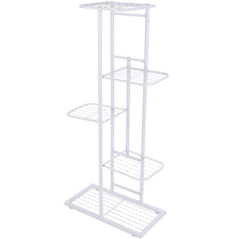 Présentoir à 5 niveaux pour Pots de fleurs, support pour plantes, échelle d'empotage, support de jardinière, étagère de rangement robuste pour plantes en pot, Blanc