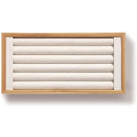 Présentoir à bagues en bambou, présentoir à bijoux, étagère de rangement, idéal pour la vente de bagues et de boucles d'oreilles (beige)