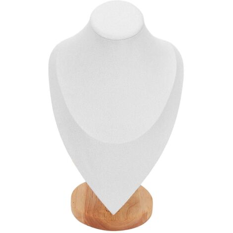 Présentoir à bijoux buste anti-rayures, base stable, blanc, pour vitrine ou maison.