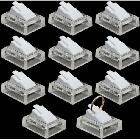 Présentoir à bijoux en plastique pour bagues, vitrine commerciale, chambre à coucher, magasin, blanc, 3,3 x 2,5 x 1,57 cm, lot de 10