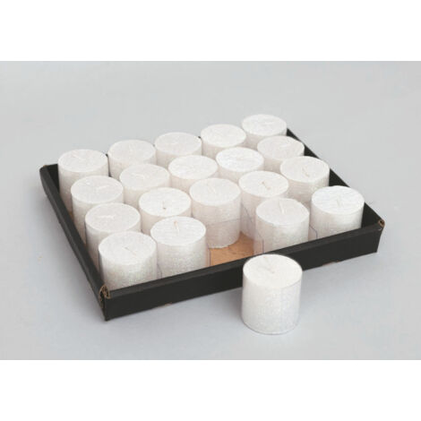 Présentoir à bougies 20 cm Décoration de Noël à paillettes blanches