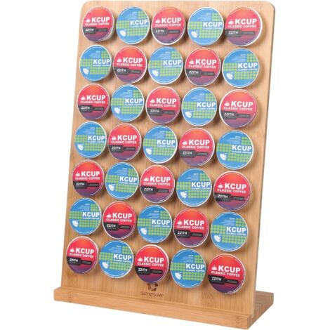 Présentoir à capsules de café en bambou, capacité de 35 capsules, support de rangement pour capsules K-Cup, à poser sur le comptoir