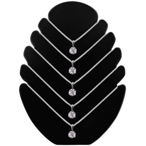 Présentoir à colliers en velours noir, support de présentation type flamme pour bijoux