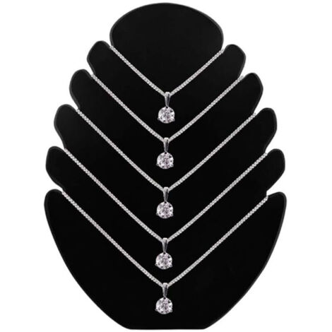 Présentoir à colliers en velours noir, support de présentation type flamme pour bijoux