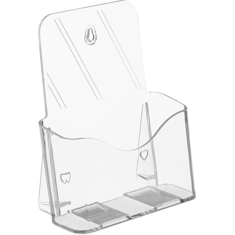 Présentoir à flyers, lot de 2, din A5, 1 compartiment, pour tenir & accrocher, acrylique, Montage mural, transparent