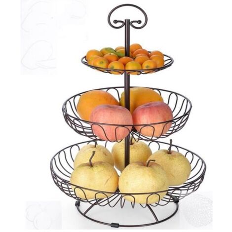 Présentoir à fruits métal biscuits Corbeille à étage Panier à fruits légumes noir anniversaire mariage présentoir à gâteau macarons
