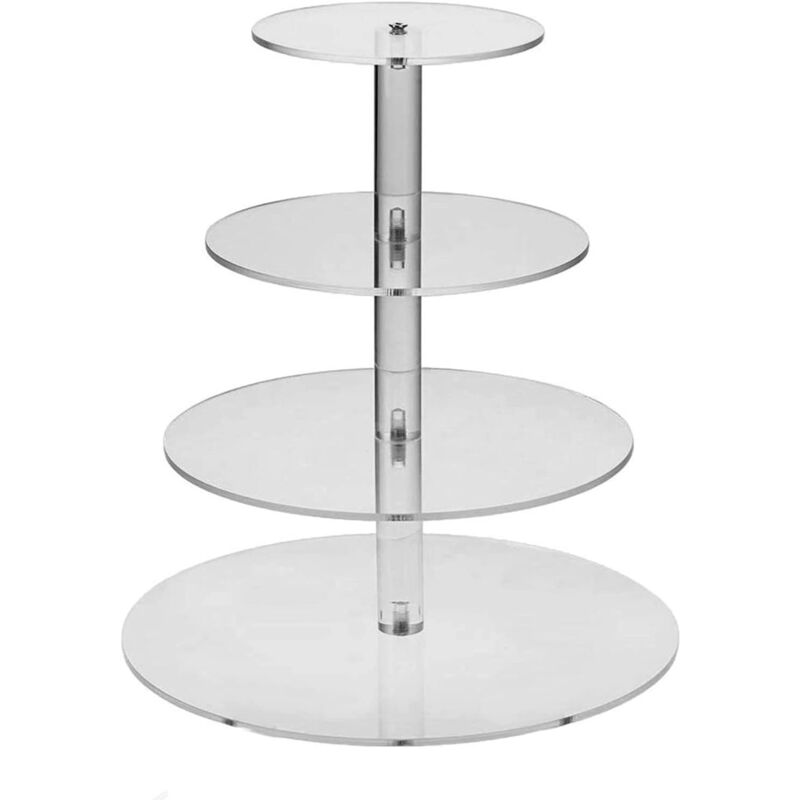 Presentoir a Gateau, Support Gâteaux Rond Acrylique Support Alimentaire 4 Niveaux pour Mariage Anniversaire Après-Midi Thé Thème Fête Décoration