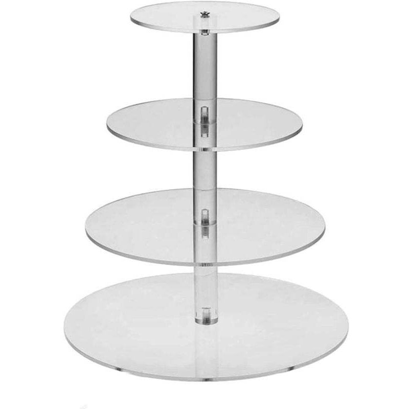Presentoir a Gateau, Support Gâteaux Rond Acrylique Support Alimentaire 4 Niveaux pour Mariage Anniversaire Après-Midi Thé Thème Fête Décoration
