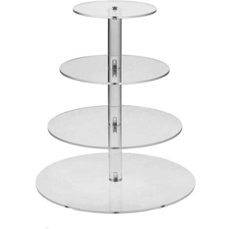 Presentoir a Gateau, Support Gâteaux Rond Acrylique Support Alimentaire 4 Niveaux pour Mariage Anniversaire Après-Midi Thé Thème Fête Décoration Fournitures
