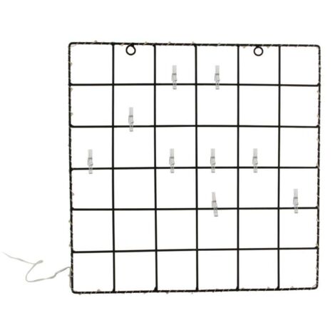 Présentoir à photo lumineux 36 x 36 cm – 10 pinces – Éclairage LED 40 unités – Métal noir pour mise en valeur visuelle – The Home Deco Light