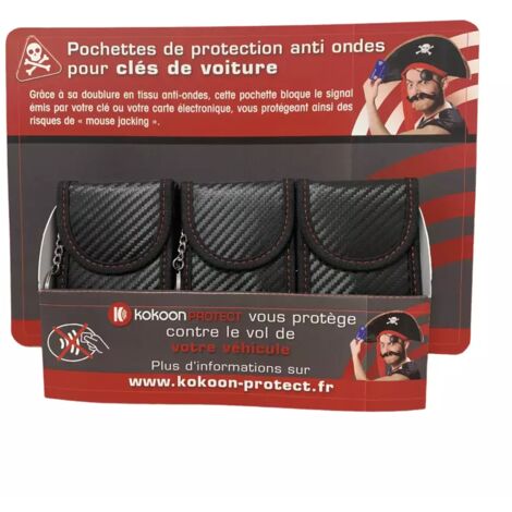 PRESENTOIR DE 12 POCHETTES ANTI ONDES POUR CLEFS DE VOITURE