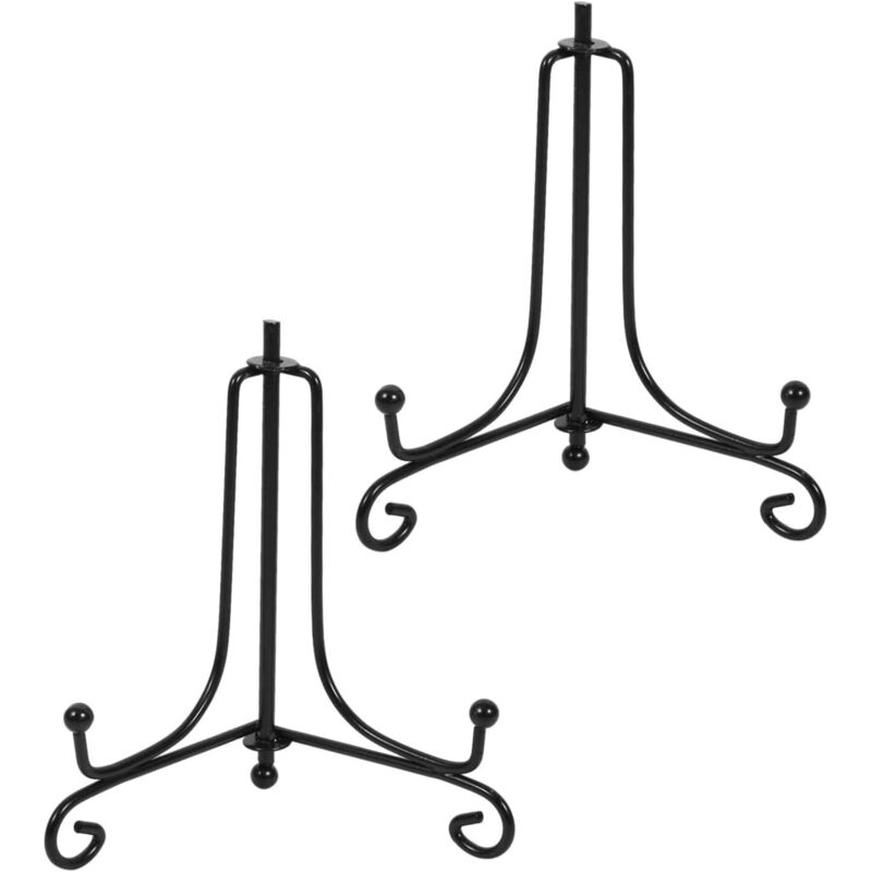 Présentoir de Fer, 2 Pack Noir Chevalet en Fer Forgé, Support de Cadre Photo, pour Photo, Cadres pour Image, Livres de Cuisine, Assiettes