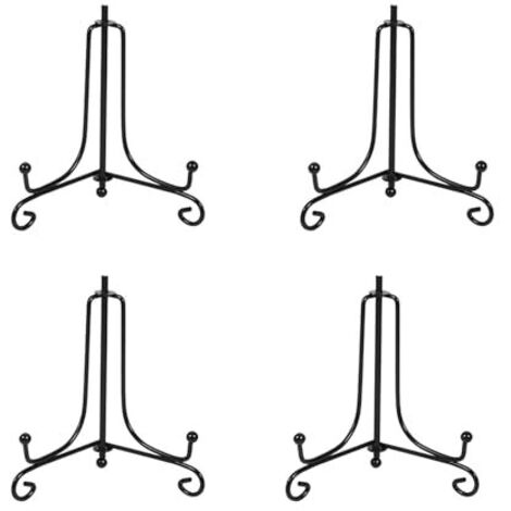 Présentoir de Fer,4 Pièces Chevalet Support Presentoir Porte Assiette,4 Pouces Metal Support Assiette Decorative,Chevalet Presentoir Cadre pour Plaque,Livre,Photos,Art de table