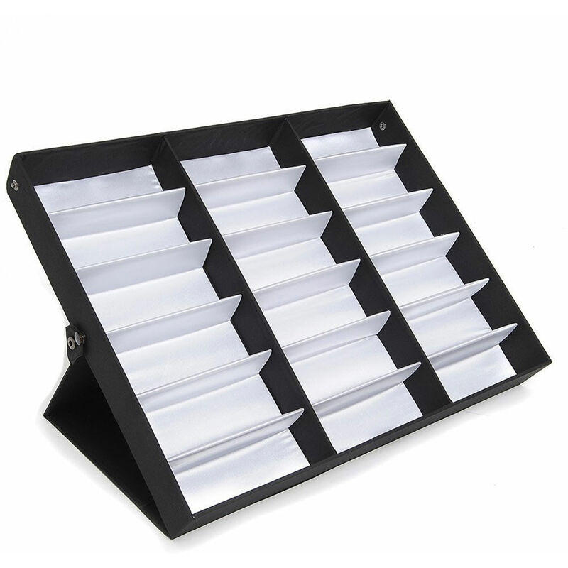YB - Eosnow Présentoir de lunettes en cuir pu à 18 grilles, étuis de rangement, couvercle pliable, bote de lunettes de soleil, support organisateur