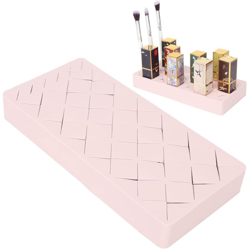 XVX - Présentoir de Maquillage en pour Rouge à Lèvres, 28 Espaces, Léger et, Protège les Rouges à Lèvres, Contient les Essentiels de beauté (Rose)