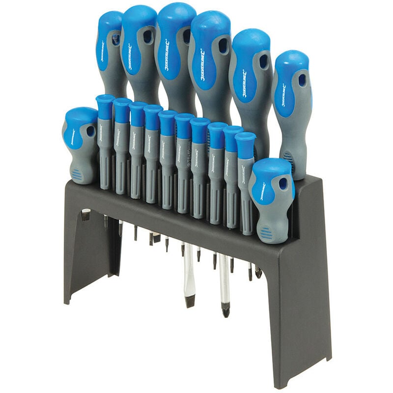Silverline - Promo presentoir ensemble de 18 tournevis a manches caoutchoutes