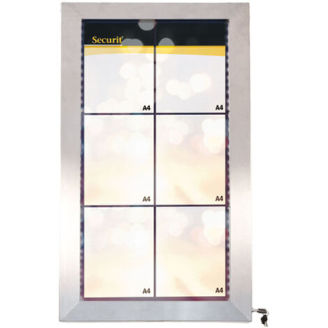 Présentoir LED couleur - Acier inoxydable - télécommande incluse - présente 6xpages A4 - Securit