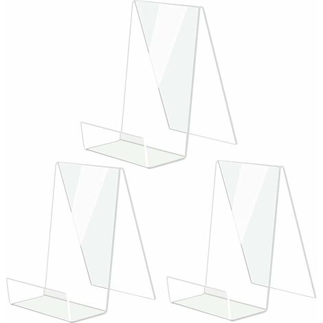Presentoir Livre, 3 Pièces Support Livre, Porte Livre En Acrylique, Lutrin de Lecture, Transparent Plexiglas Plastique Pupitre de Lecture