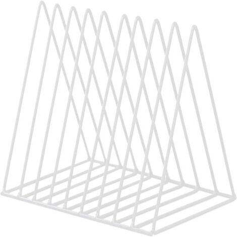Présentoir métallique pour disques vinyles  Présentoir triangulaire pour 60 disques  Porte-journaux  Support pour disques vinyles, CD et magazines (blanc)