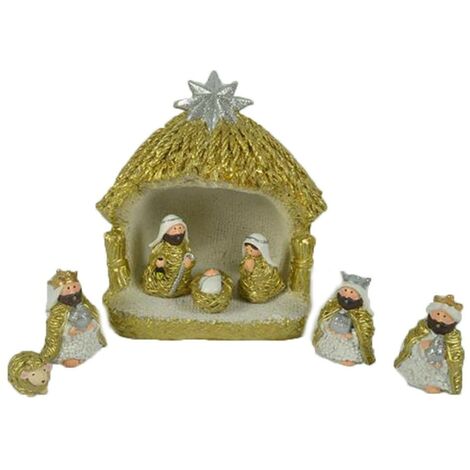 Presepe con capanna natività sacra famiglia di natale per decorazioni addobbi casa negozi ristoranti idea regalo set 8 cm17