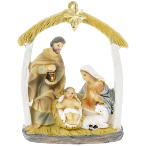 Presepe decorativo natalizio per bambini da appendere, altezza 7,2 cm
