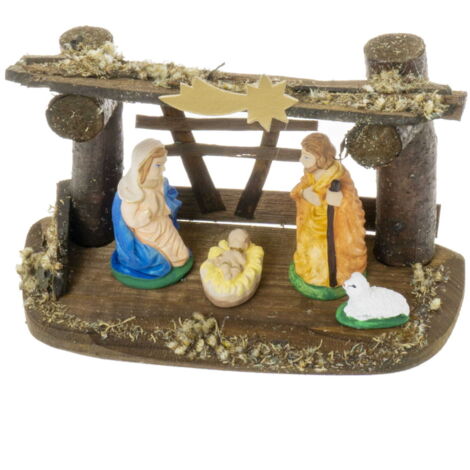 Presepe in legno monoblocco, altezza 16 cm