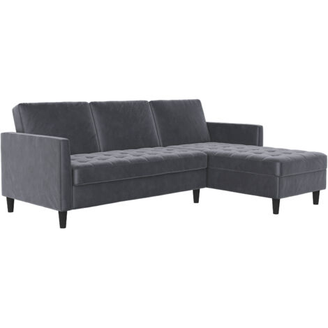 Presley-Canapé-lit 3 places avec rangement en velours anthracite