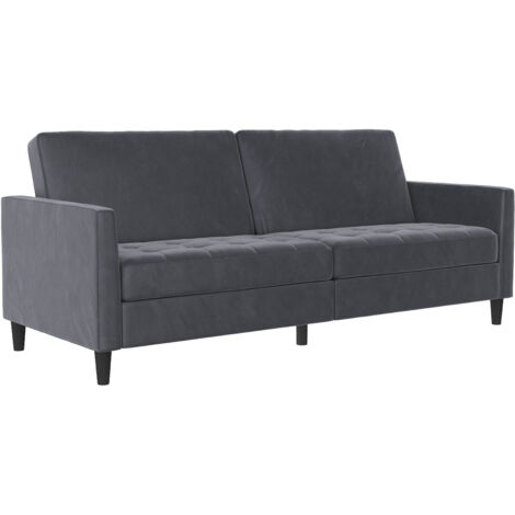 Presley-Canapé-lit 3 places en velours anthracite