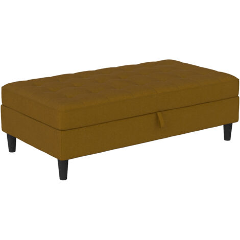 Presley-Ottoman avec rangement en lin Curry