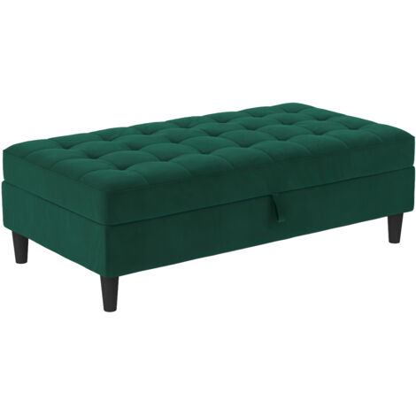 Presley-Ottoman avec rangement en velours vert foncé
